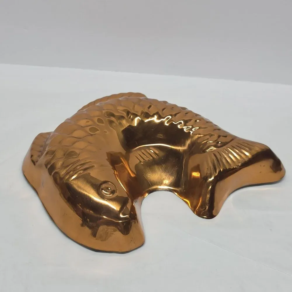 Vintage Koi Fish Copper Tin Retro Cake Pan Jello Mold Kitchen Wall Hanging Decor
